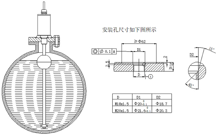 防爆磁致伸縮液位計螺紋安裝圖