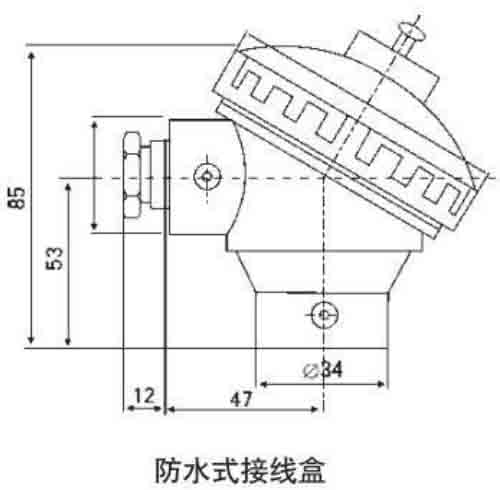 螺紋式熱電阻防水接線盒結構圖