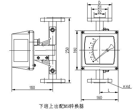 數顯金屬管浮子流量計外形尺寸圖